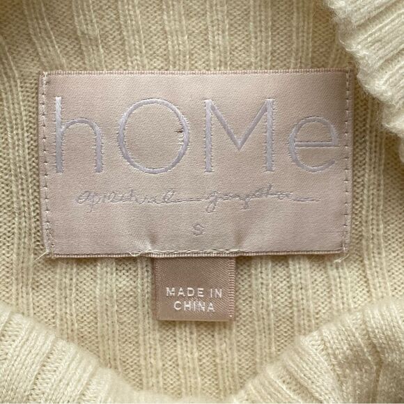 Spiritual Gangster Ivory Dreamer Merino Wool/ Cashmere Mock Neck Sweater Size S - Picture 12 of 15